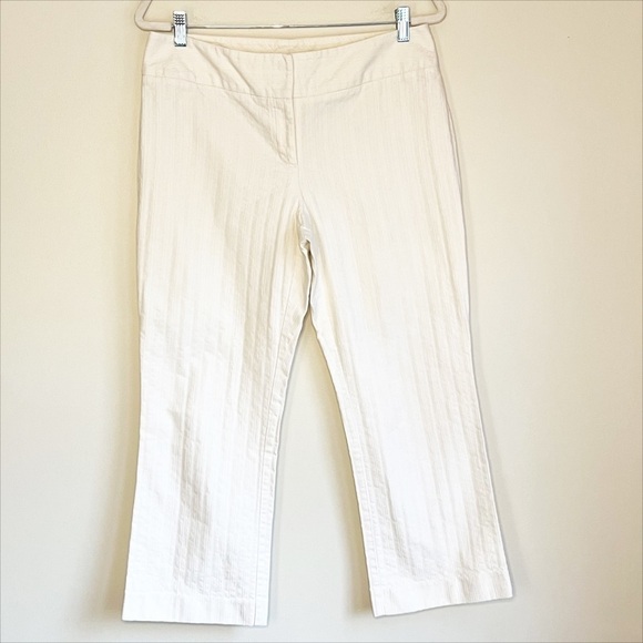 Ann Taylor Cropped Eyelet Textured Pants in Cream Size 10 - Picture 1 of 7
